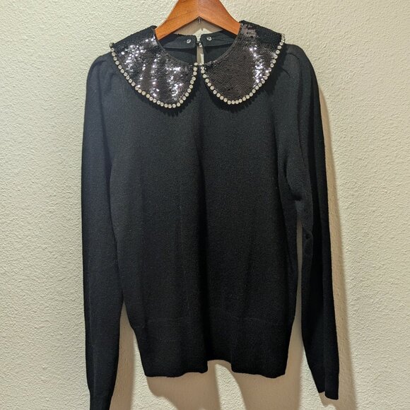 Charter Club Cashmere Detachable-Sequinned-Collar Sweater M - Picture 4 of 7